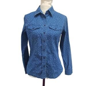 Lauren, Ralph Lauren. Navy, Button Down Shirt w/ Paisley Print. Size: PS